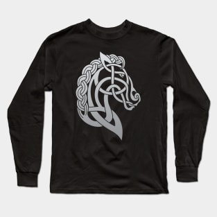 Celtic Horse Silver Grey Blend Long Sleeve T-Shirt